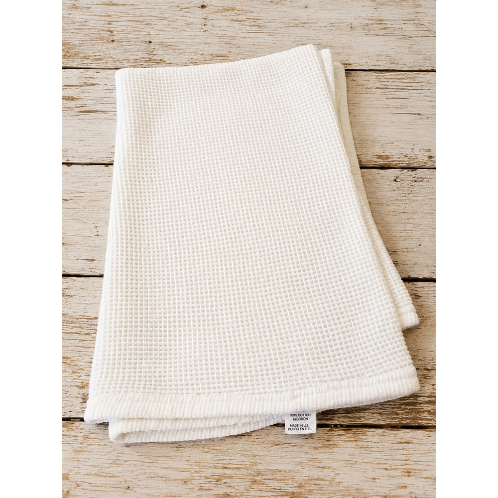 Vintage Baby Morgan White Receiving Blanket Cotton Thermal Waffle Print USA